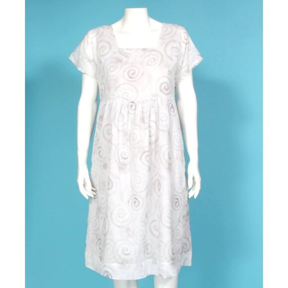 GUDRUN SJODEN Gray Swirl Cotton Short Sleeve Shift Dress sz Small /463 - Picture 1 of 6